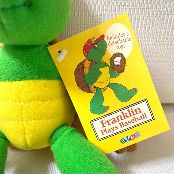 VINTAGE EDEN FRANKLIN THE TURTLE PLAYS BASEBALL PLUSH STUFFED TOY 8.5” NWT - Picture 12 of 16